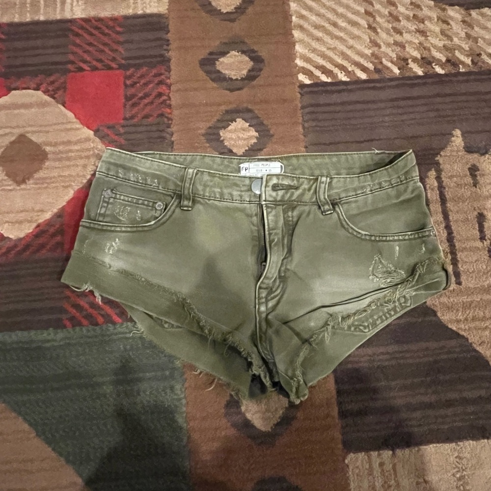 Free People Olive Jean Shorts
